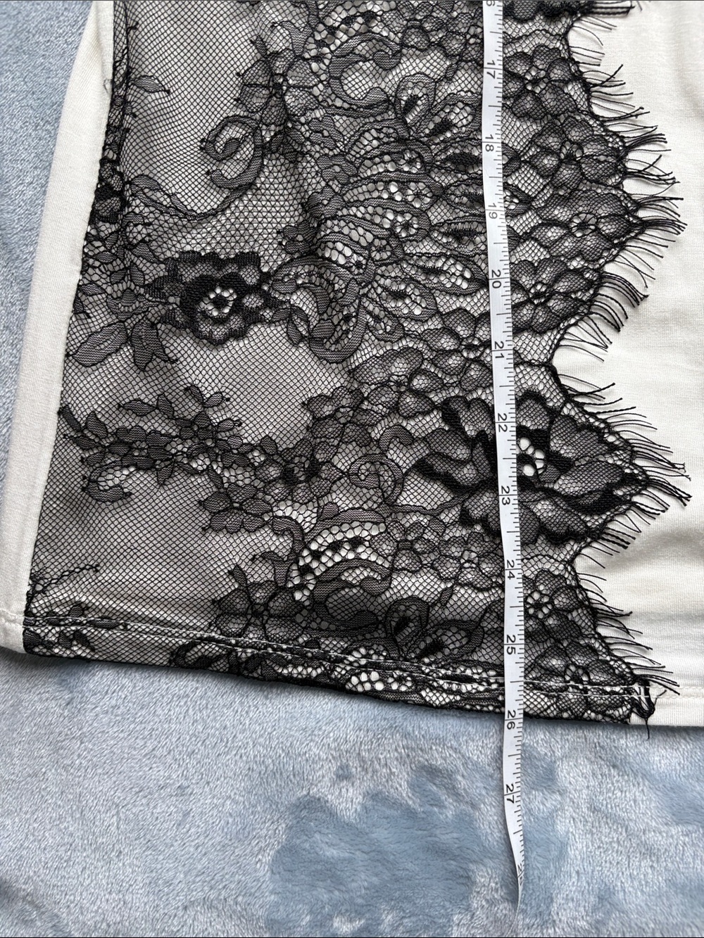 Cable & Gauge White Halter Camisole with Black Lace Overlay - Picture 9 of 10